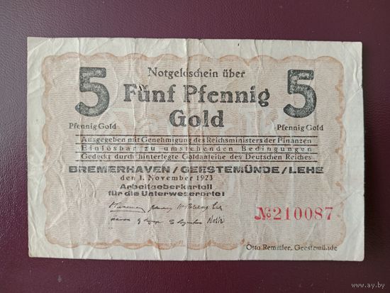 Германия 5 золотых пфеннигов 1923