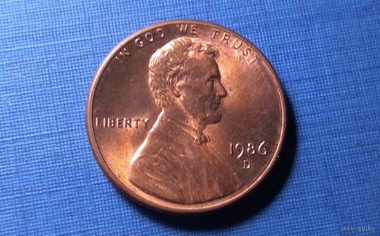 1 цент 1986 D. США.