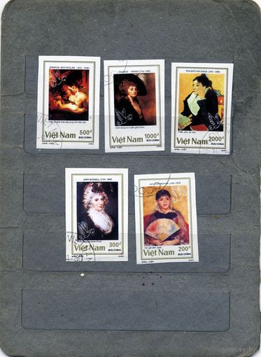 ВЬЕТНАМ, 1990, ЖИВОПИСЬ, 5м без перфорации, гашеная