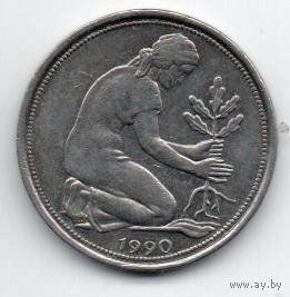 ФЕДЕРАТИВНАЯ   РЕСПУБЛИКА ГЕРМАНИЯ 50 ПФЕННИГОВ 1990 D