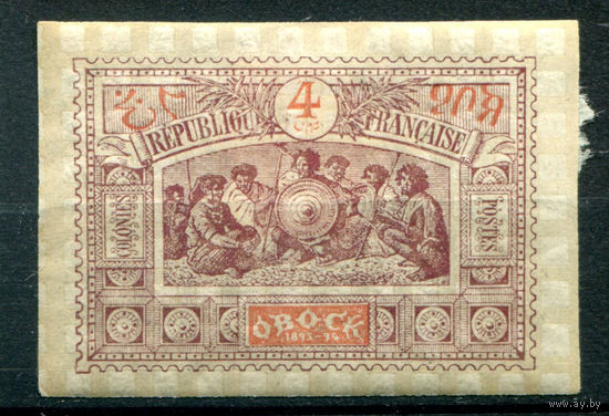Французские колонии - Обок (Джибути) - 1894г. - сомалийские воины, 4 с - 1 марка - MH [Mi 41]. #4-W1-125-A-1