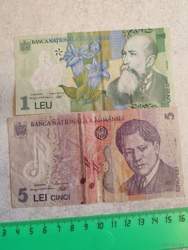 1 и 5 леев 2005 года. (Румыния) СМОТРИТЕ ДР. МОИ ЛОТЫ. Большая распродажа!