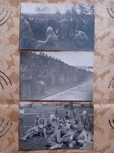 Три фото открытки, бойцы РККА, 20-е гг, одним лотом