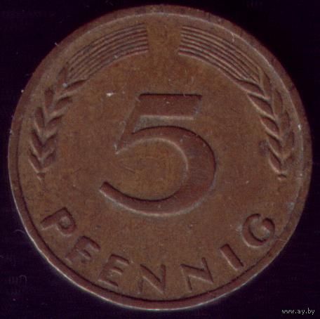 5 пфеннигов 1950 год ФРГ J