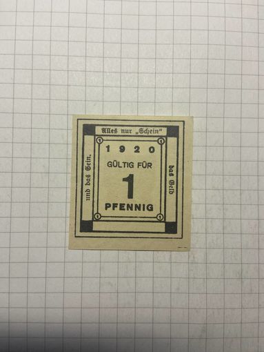 1 пфенинг (нотгельды) г. Германия.-1412