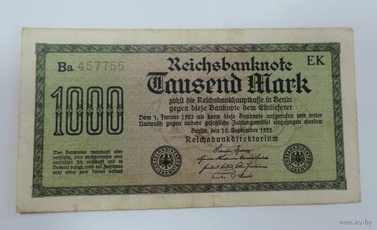 1000 марок 1922 г. Германия