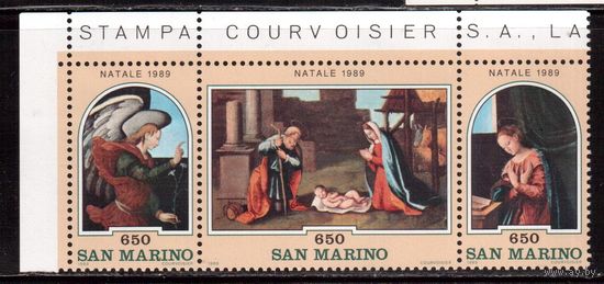 Сан-Марино-1989, (Мих.1427-1429) **, Рождество,  Живопись,(полная серия)