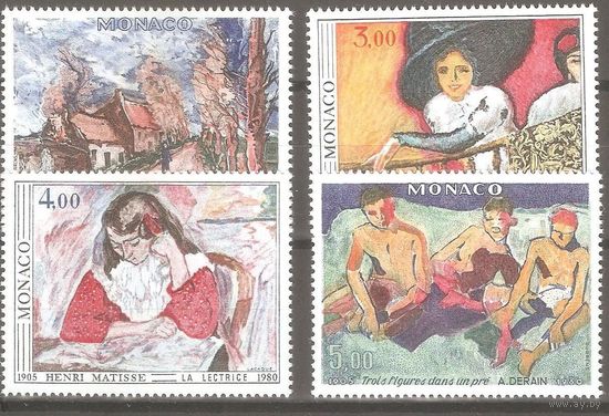 1980 Монако искусство 75-я годовщина 1-й выставки живописи "Фовисты"Mi-1437-40 4х-марки**17е