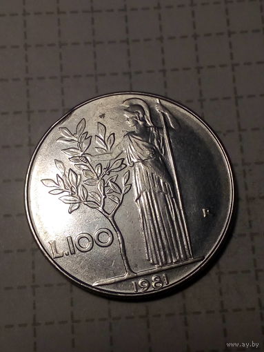 100 лир Италия  1981 год