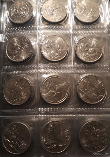 25 центов (квотер) 1999-2009 D США полный комплект 56 штук Штаты и территории