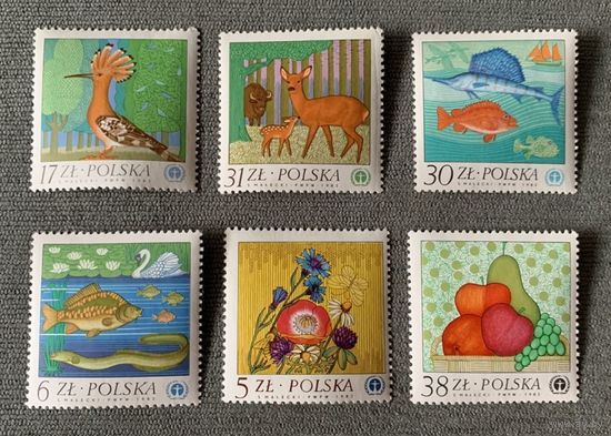 Польша (Poland). 1982 г. фауна. Рыбы. Птицы. Олени **