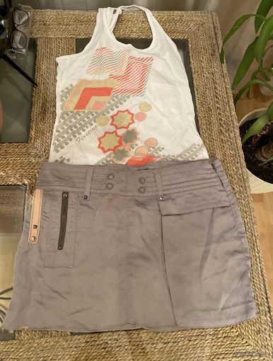 Юбка мини и маечка размер до XS