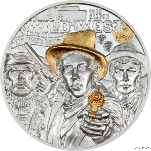 Острова Кука 20 долларов 2024г. "Дикий Запад". 24К Gold. Монета в капсуле; подарочной рамке - футляре; сертификат; коробка. СЕРЕБРО 93,30гр.(3 oz).