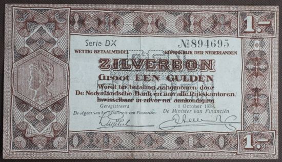 Нидерланды 1 гульден 1938 год.
