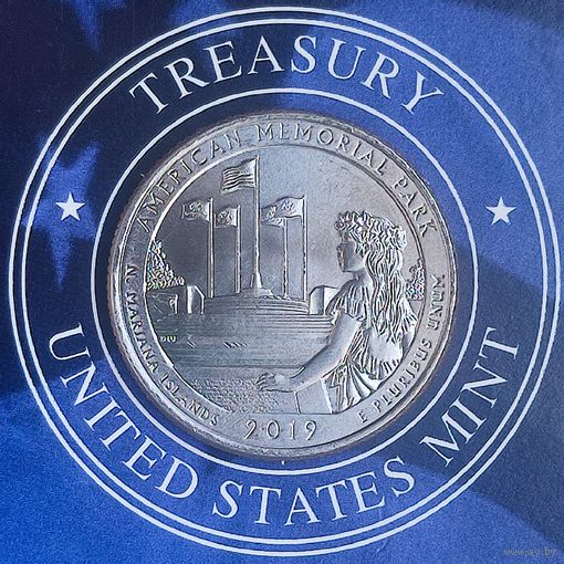 США 25 центов 2019г. (Р). Американский Мемориальный Парк.