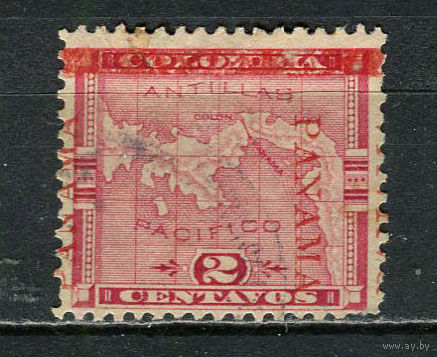Панама - 1903/1904 - Карта с надпечаткой  2С - [Mi.52II] - 1 марка. Гашеная.  (Лот 28JT)-T25P5