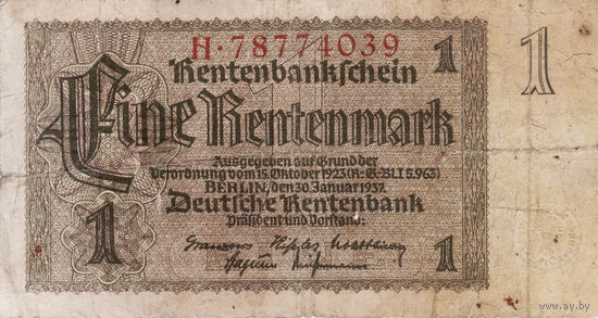 1 рентенмарка 1937 год