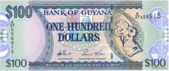 Гайана, 100 долларов, 2005 г., UNC