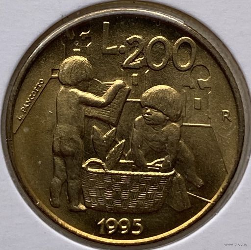 Сан-Марино 200 лир 1995 г. В холдере