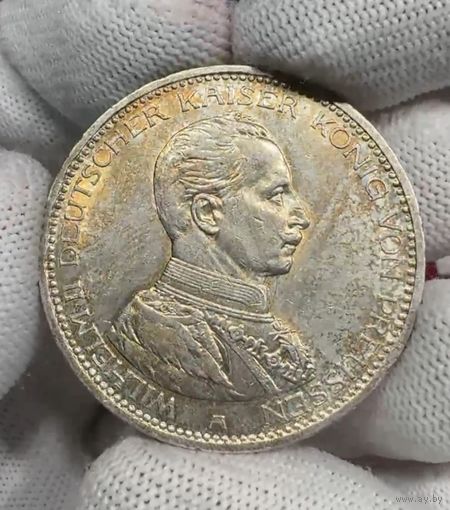 С рубля без мц! 5 марок 1914 мундир Пруссия круп. серебро золотистая