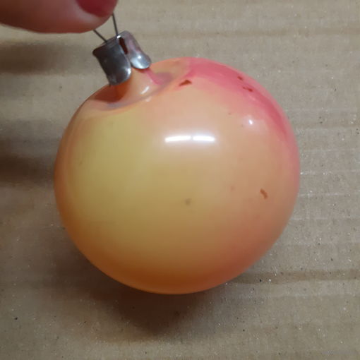 Ёлочная игрушка Яблоко, стекло. СССР