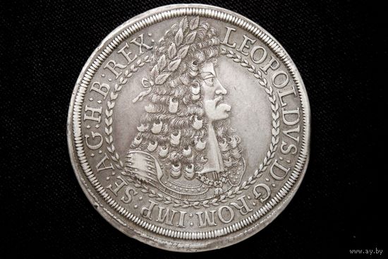 Двойной талер 1686-1696 г. Священная Римская Империя, Леопольд II. Кабинетная патина, сохран!