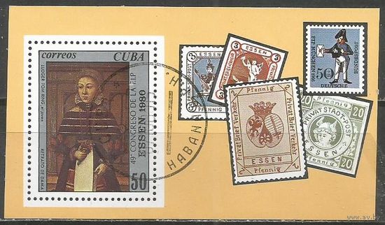 Куба. 49-й конгресс Международной Филателистической федерации. Эссен.. 1980г. Mi#Бл64.