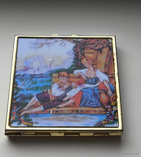 Винтажная двойное складное дамское зеркало