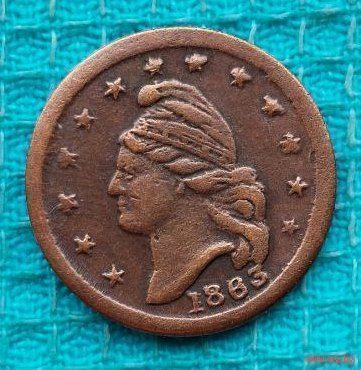 США 1 цент 1863 года. Гражданская война. Моряк. New York. Предложи свою цену или обмен!
