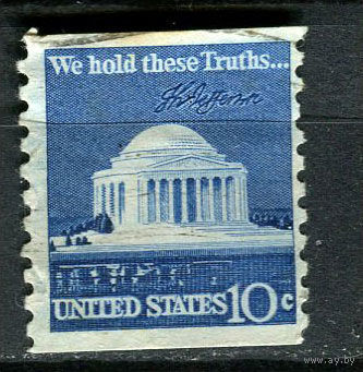 США - 1973 - Мемориал Джефферсону и его подпись - [Mi. 1127yC] - полная серия - 1 марка. Гашеная.  (Лот 81Go)-T41P11
