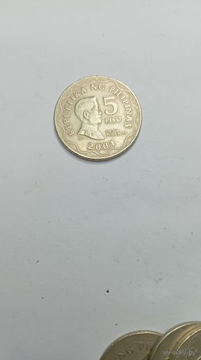 Филиппины 5 песо 2001 года .