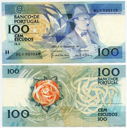 Португалия. 100 эскудо (образца 03.12.1987 года, P179d, подпись 3, aUNC)