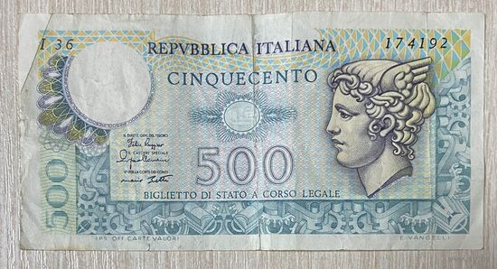 Банкнота 500 лир. Италия. 1974 год