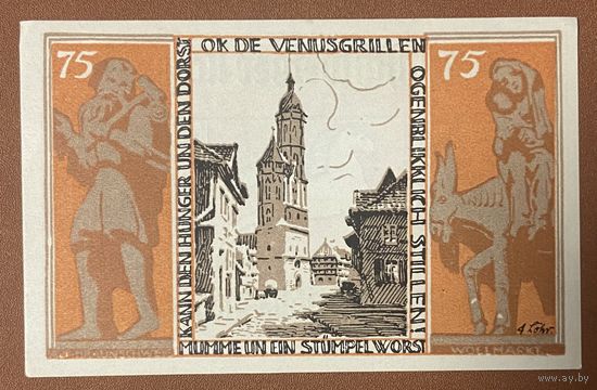 Нотгельд , 75 пфеннигов, Брауншвейг , 1921 год. Веймарская республика
