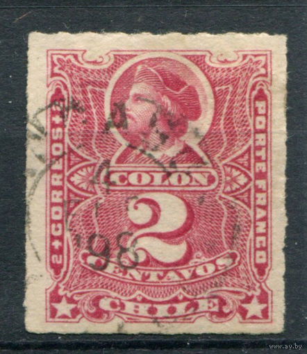 Чили - 1878/89г. - Колумб, 2 с - 1 марка - гашёная. Без МЦ!