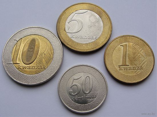 Ангола. набор 4 монеты = 50 сентимо 1, 5, 10 кванза 2012 года   "Монеты не чищены"
