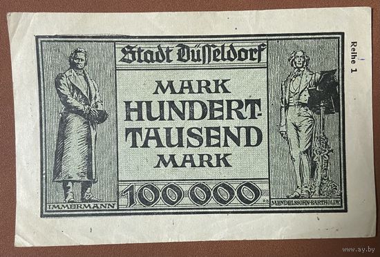Банкнота 100000 марок 1923 год. Веймарская республика.