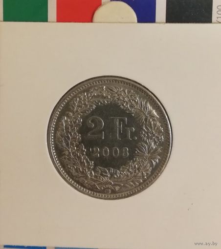 Швейцария 2 франка 2008 B. в холдере