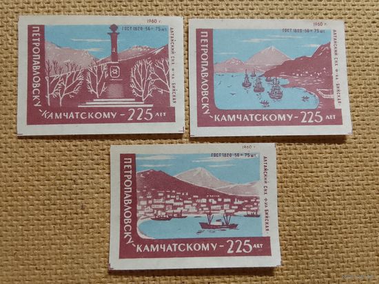 Спичечные этикетки ф.Бийск. Петропавловску на Камчатскому-225 лет