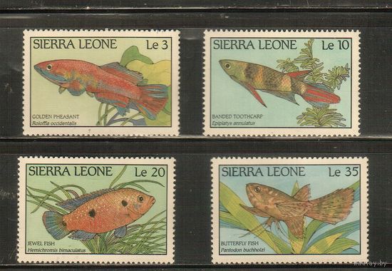Сьерра-Леоне-1988(Мих.1081-1084) , **  ,  Морская фауна, Рыбы(полная серия)
