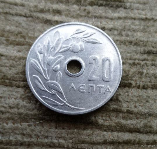 Werty71 Греция 20 лепт 1971 узкое отверстие 1 год выпуска