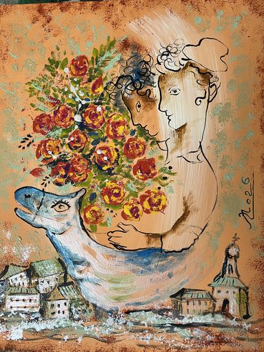 Панно на льняном холсте масло