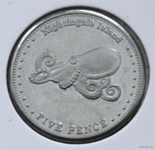 Тристан-да-Кунья 5 пенсов 2011 год "Осьминог (остров Найтингейл)"