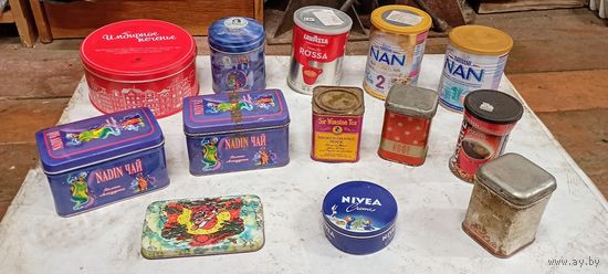 Банки, коробки металлические, 15 шт, на фото не все, 5 рублей за все на фото, почта, европочта