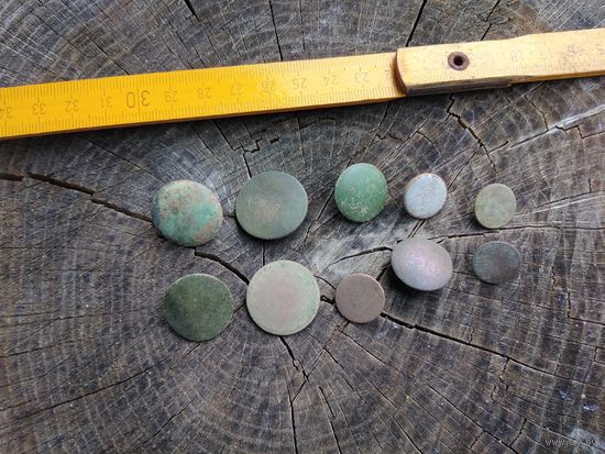 Пуговицы 10 штук. Старые. С надписями (10). Находка