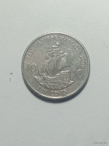 Восточные Карибы 10 центов 2000 года .