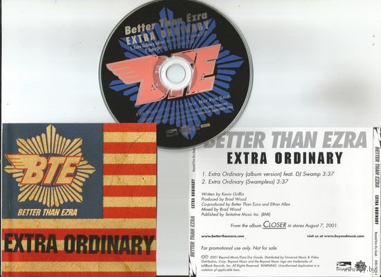 BETTER THAN EZRA - Extra Ordinary (USA 2001 CD single promo, 2 tracks)
