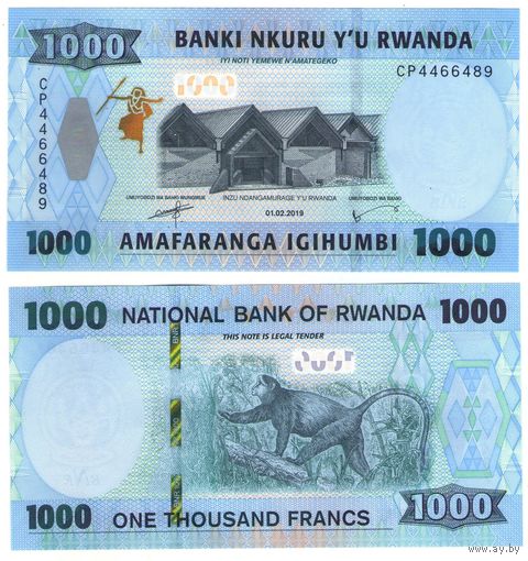 Руанда 1000 франков 2019 год UNC