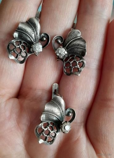 Серебрянные серьги Бабочка. Серебро.