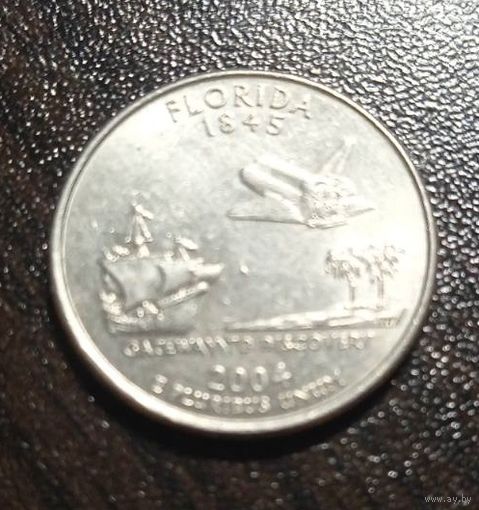 США. 25 центов, 2004, Флорида, буква Р